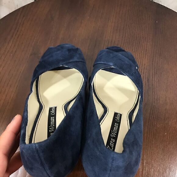 Zara Woman Collection suede peep heels in size 7 - Picture 7 of 13